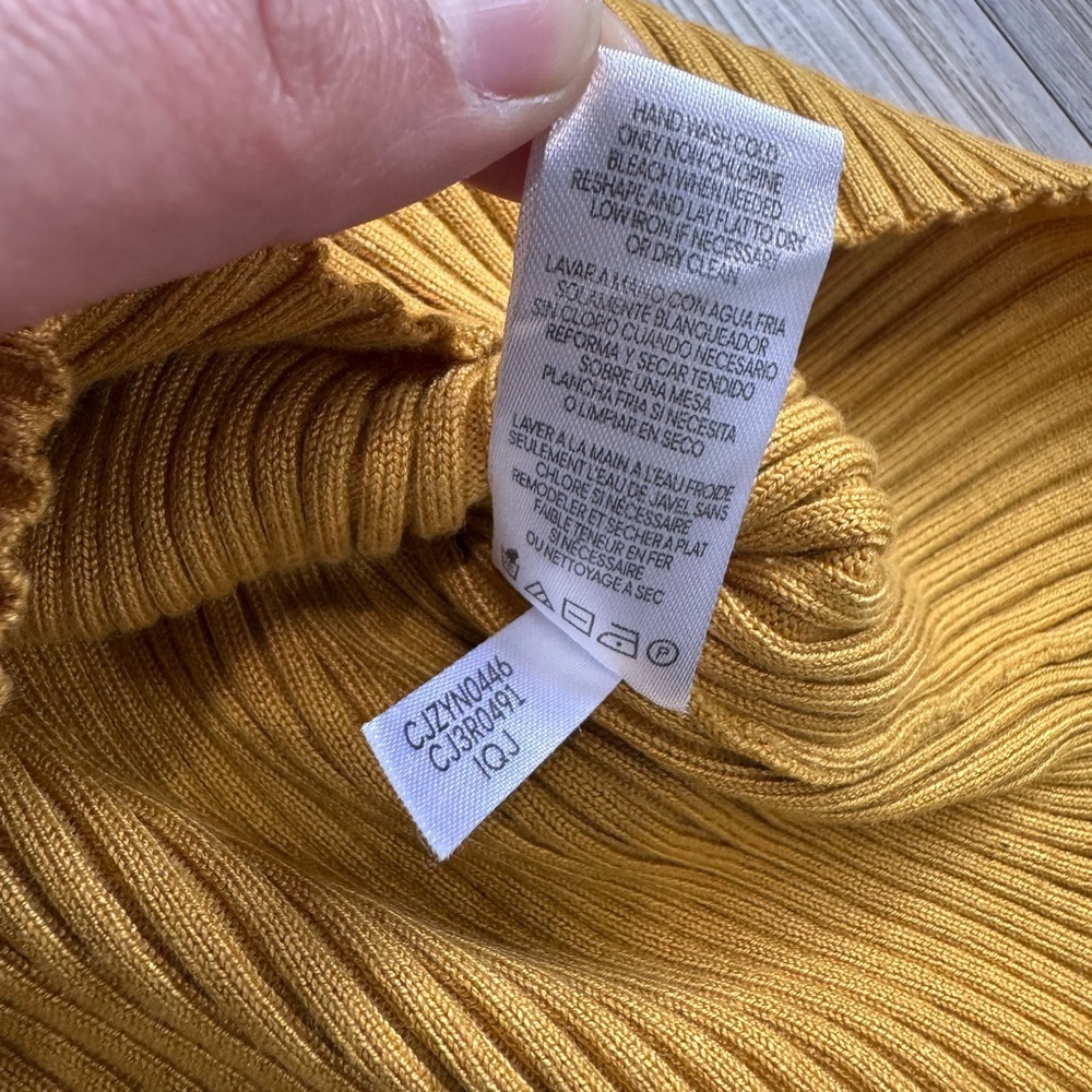 Calvin Klein Yellow Ribbed Button Polo Shirt - Picture 4 of 10